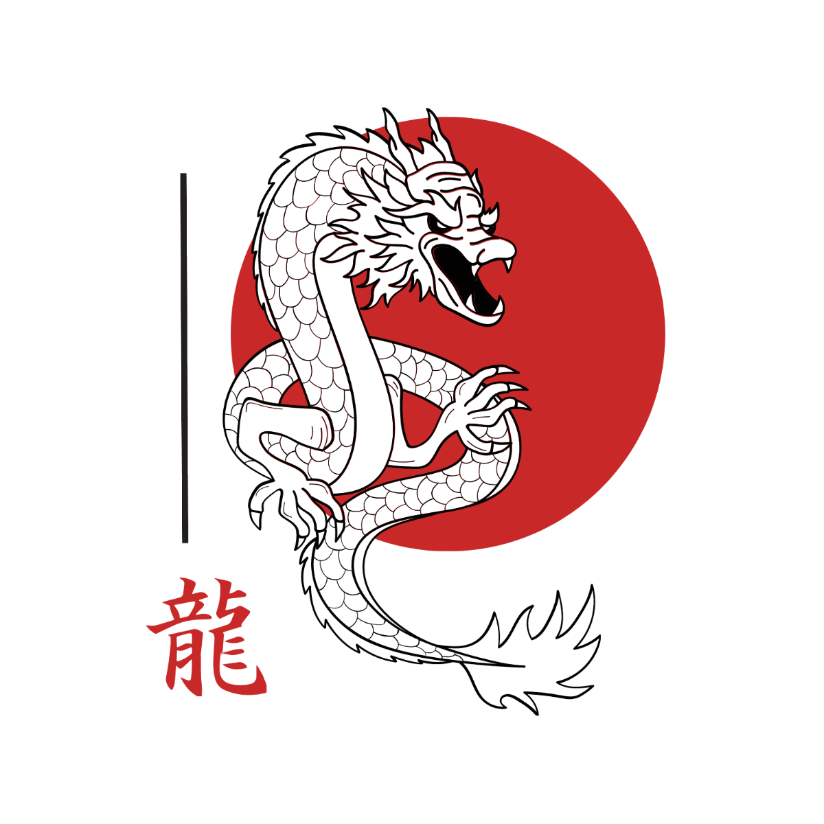 Free Japanese Dragon Vector Template
