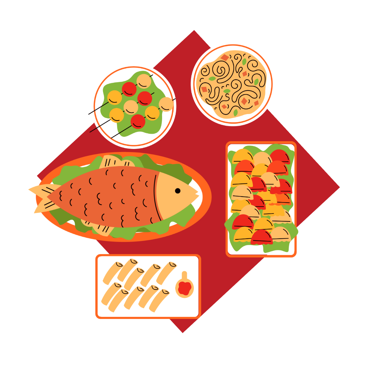 Free Chinese New Year Food Vector Template