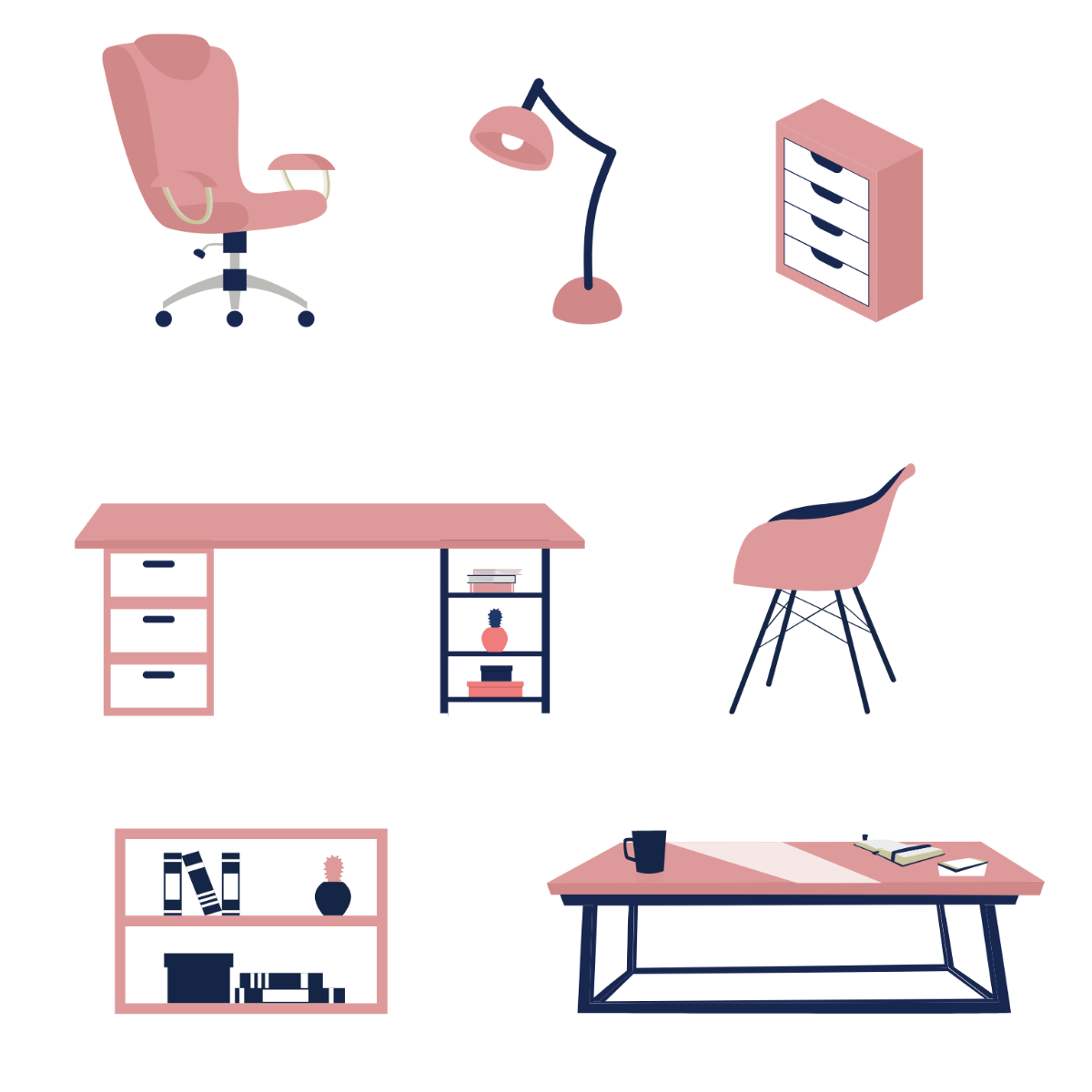 Free Office Furniture Vector Template