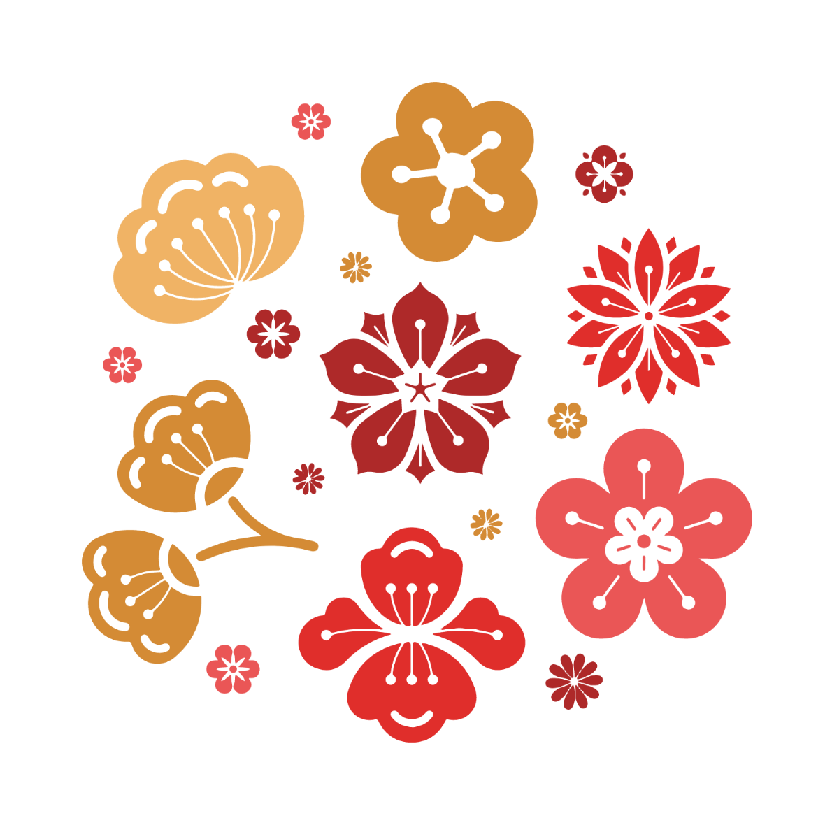 Chinese New Year Flower Vector Template