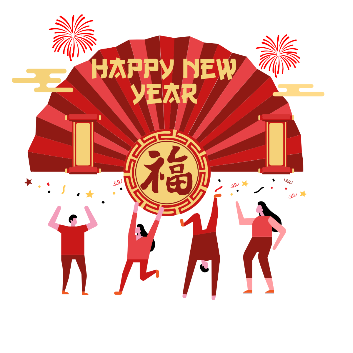Free Chinese New Year Party Vector Template