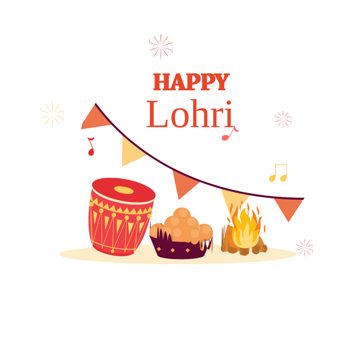 Happy Lohri Vector Template