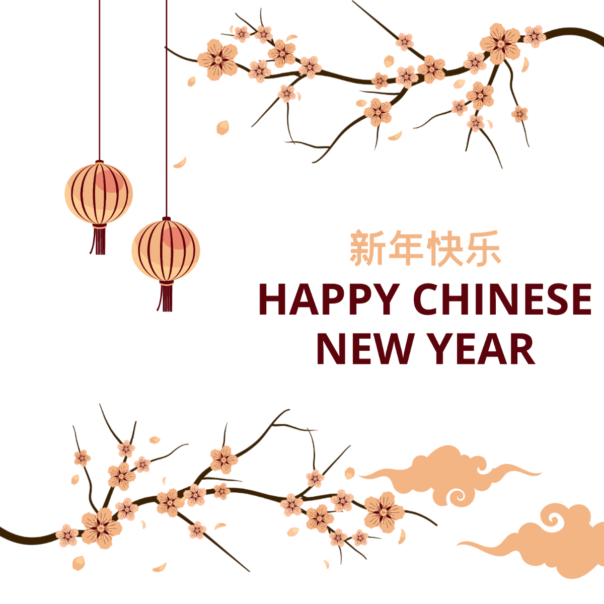 Free Blossom Chinese New Year Vector Template