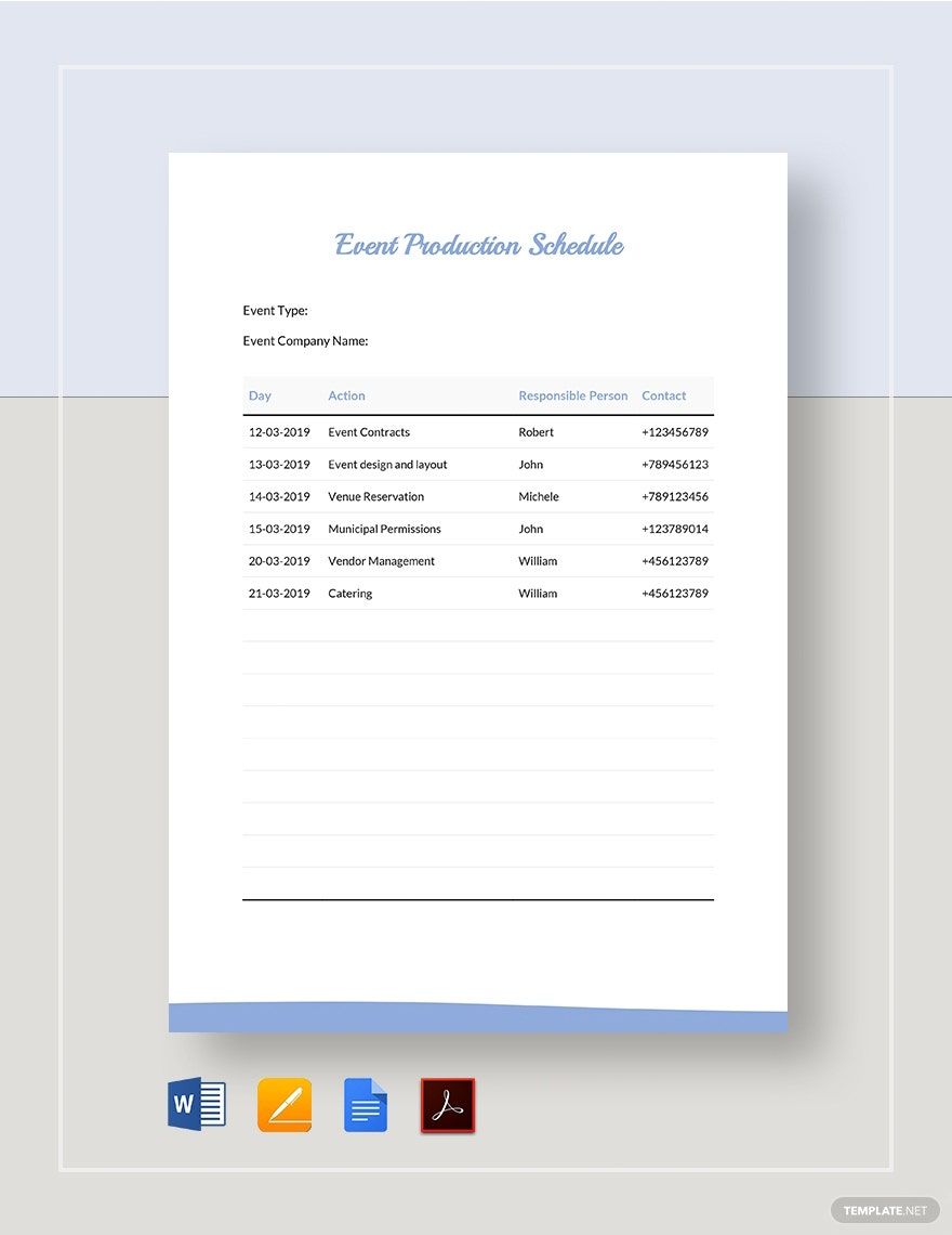Event Production Schedule Template