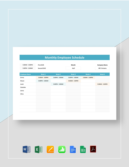 monthly schedule excel template for mac