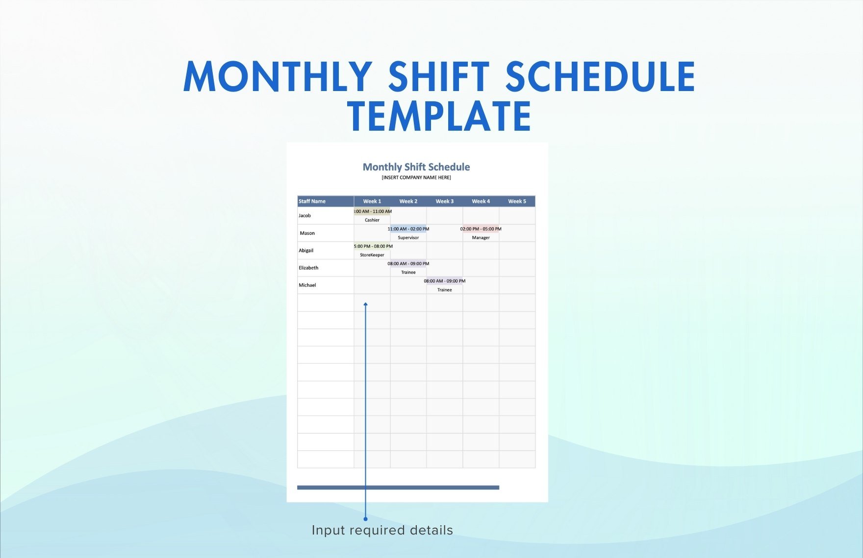 Monthly Shift Schedule Template