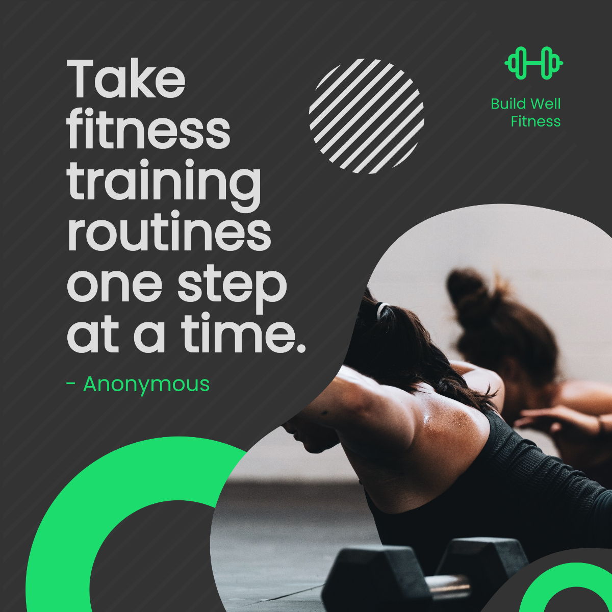 Free Fitness Training Quote Post, Instagram, Facebook Template