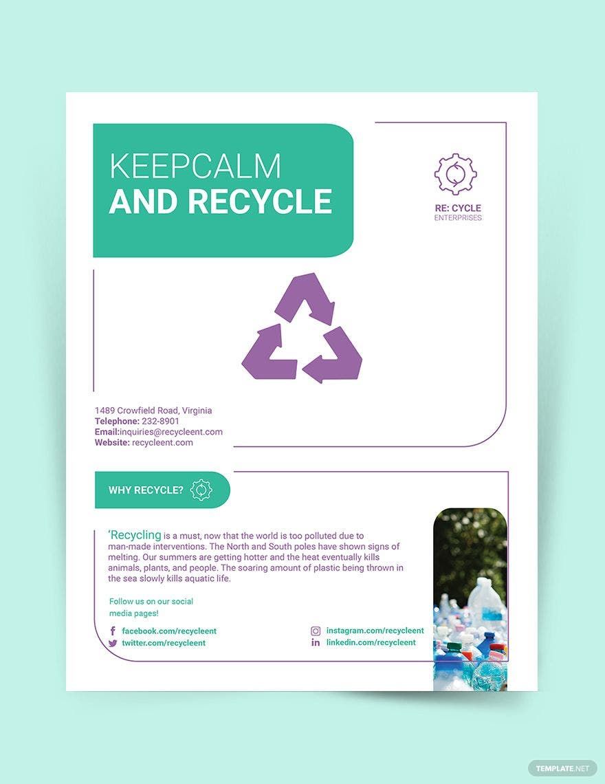 Recycling Flyer Template in Word, Google Docs, Illustrator, PSD, Apple Pages, Publisher, InDesign