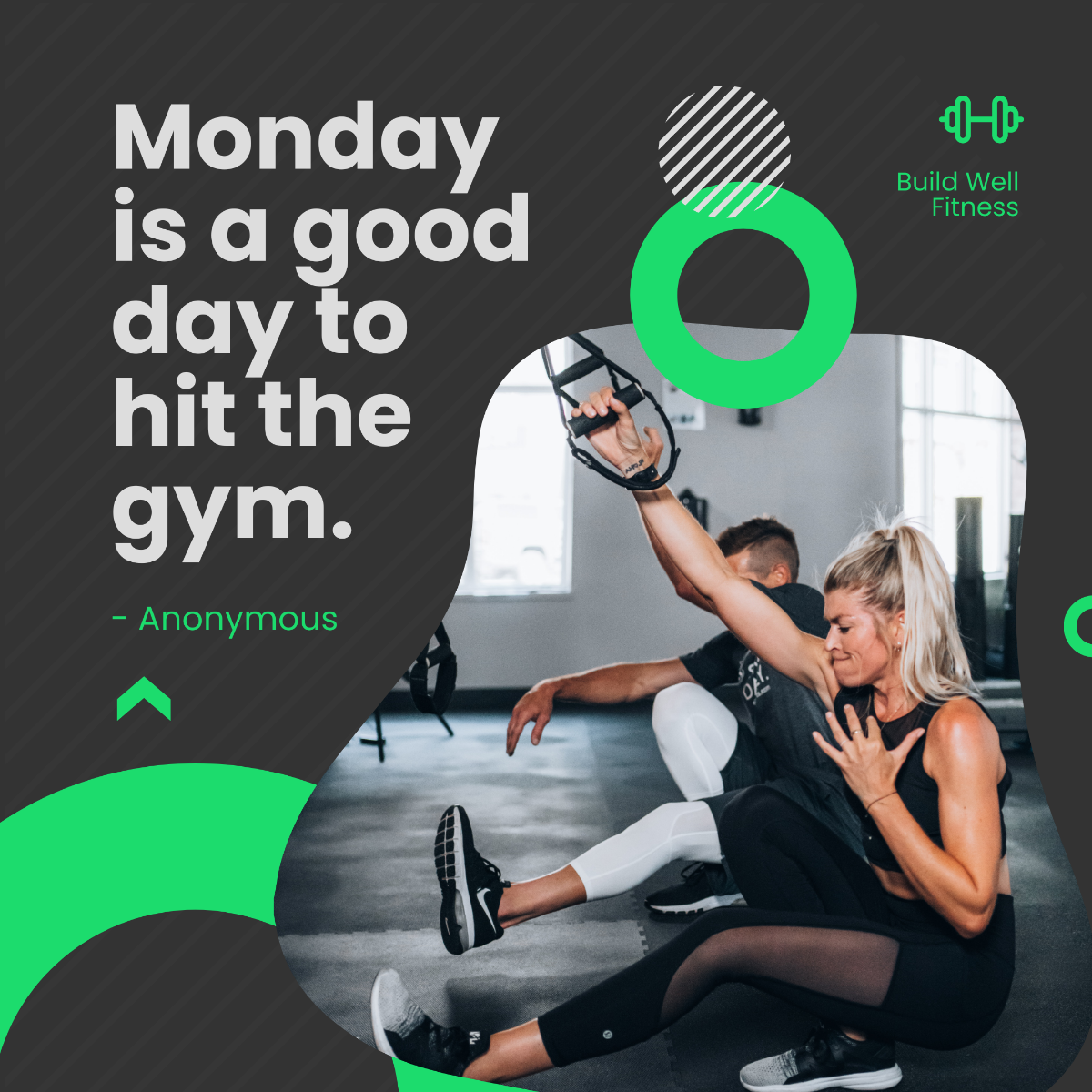 Monday Motivation Fitness Quote Post, Instagram, Facebook Template