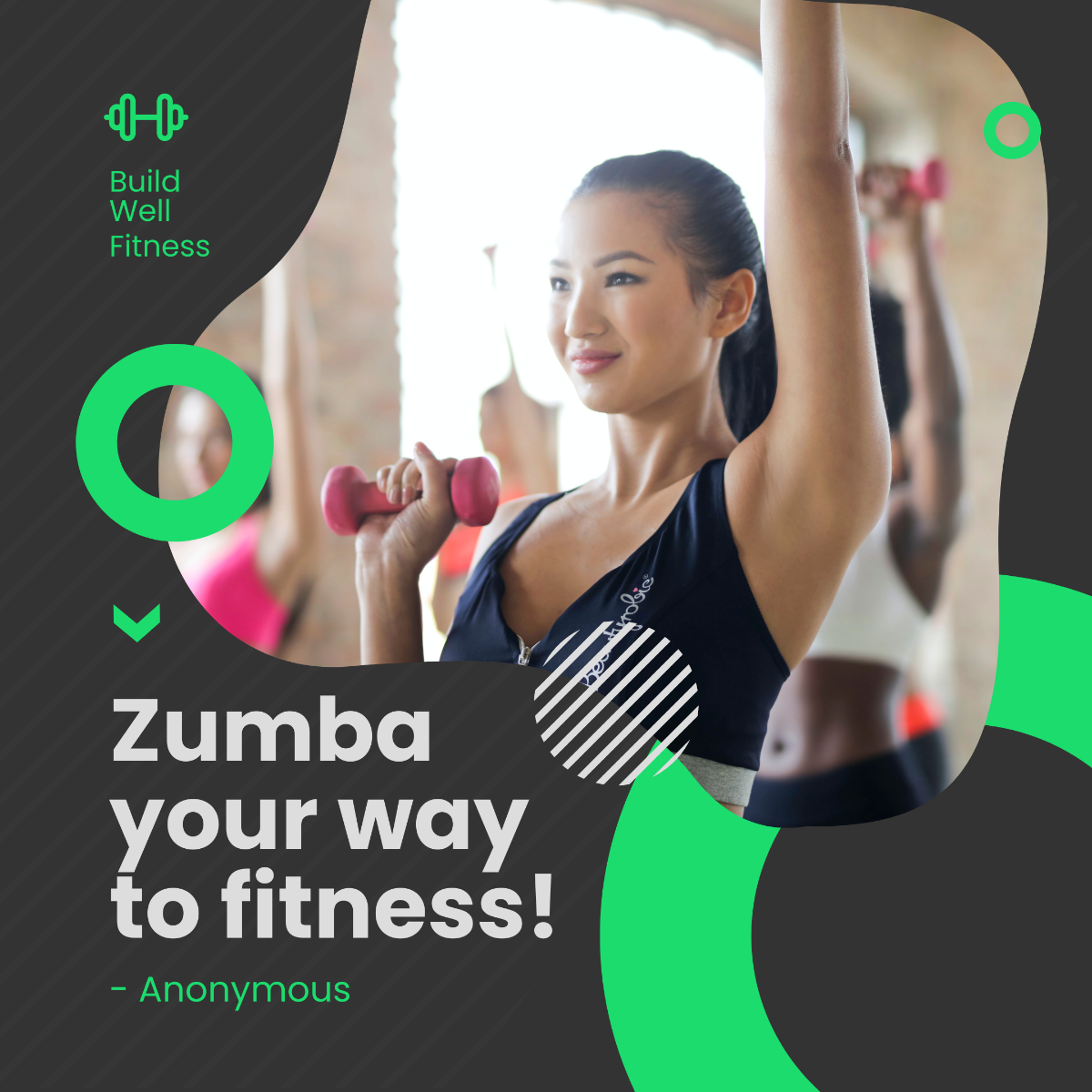 Free Zumba Fitness Quote Post, Instagram, Facebook Template