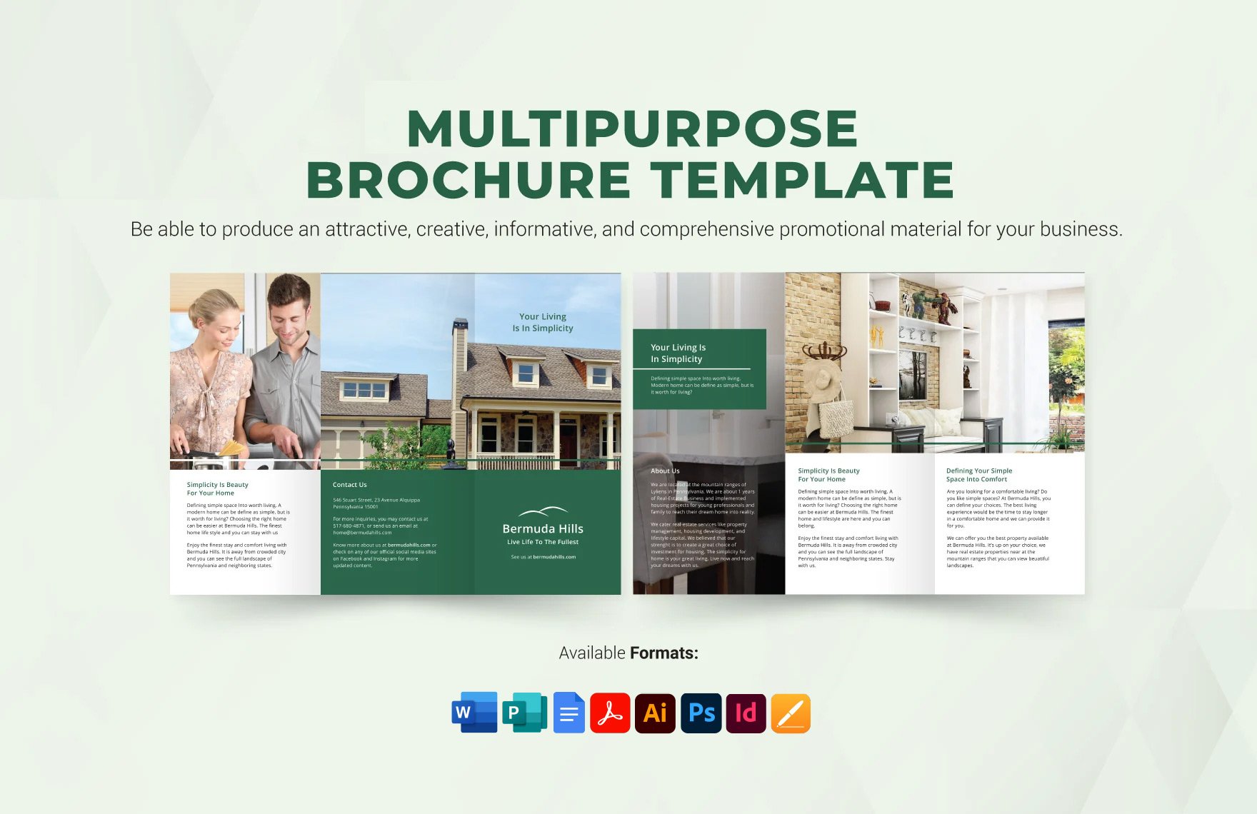 Multipurpose Brochure Template in Word, Google Docs, PDF, Illustrator, PSD, Apple Pages, Publisher, InDesign