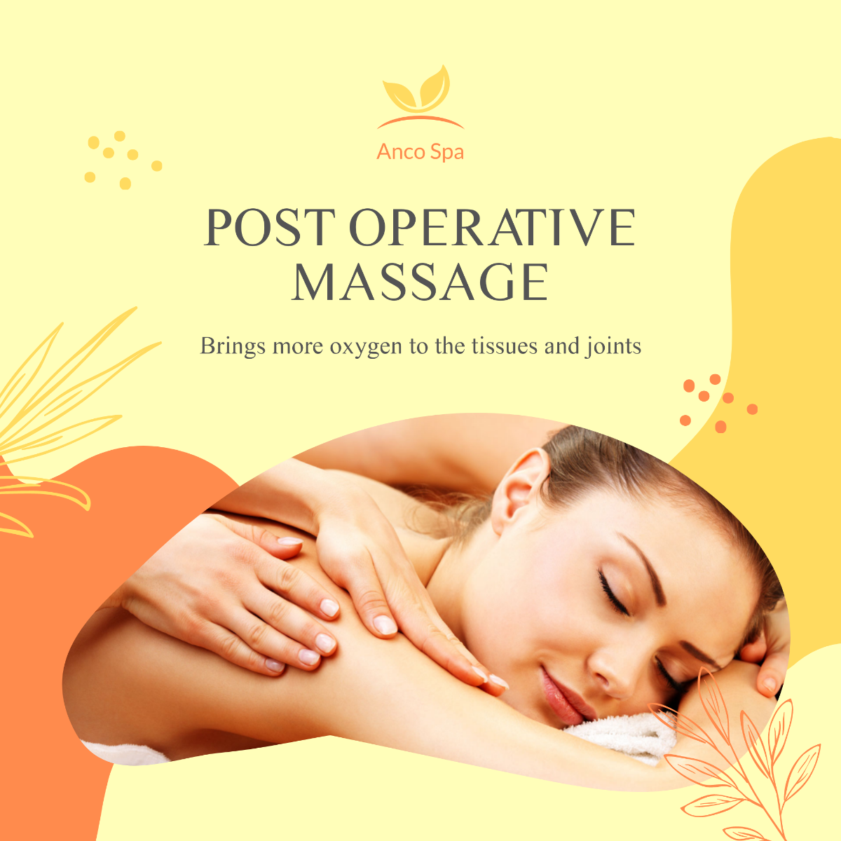 Post Operative Massage Therapy Post, Facebook, Instagram Template