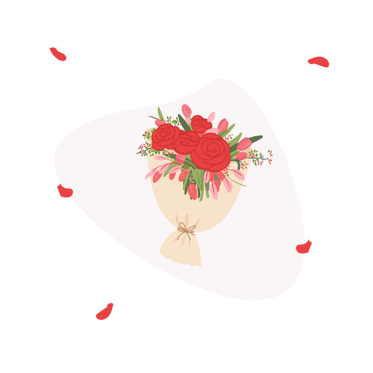 Valentines Day Flowers Vector Template