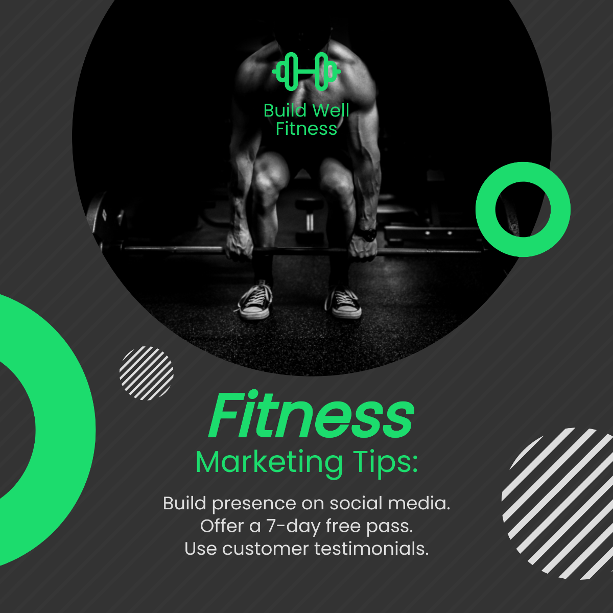 Free Fitness Marketing Tips Post, Instagram, Facebook Template