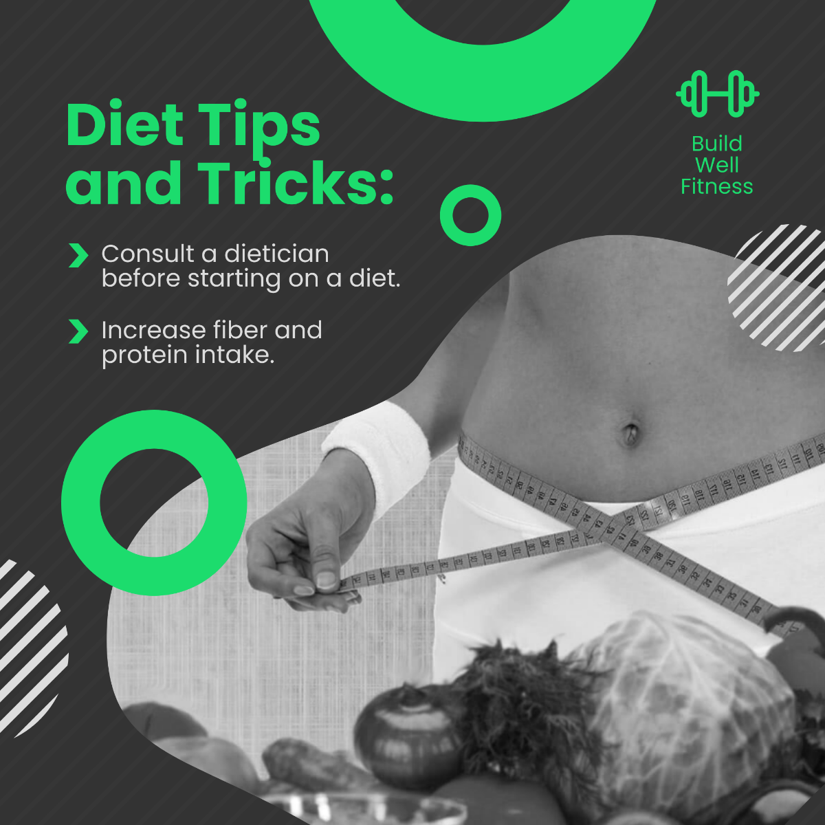 Diet Tips And Tricks Post, Instagram, Facebook Template