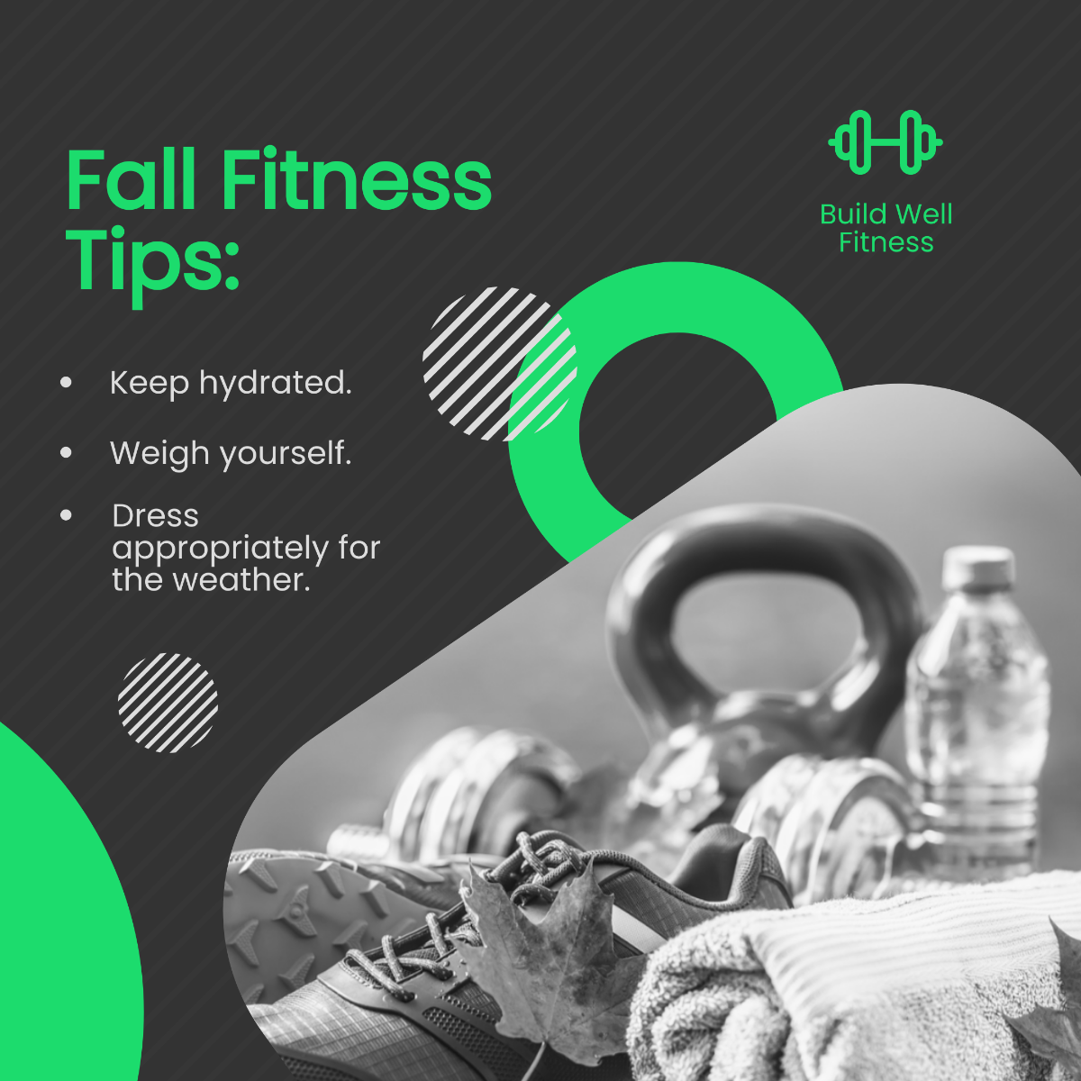 Fall Fitness Tips Post, Instagram, Facebook Template