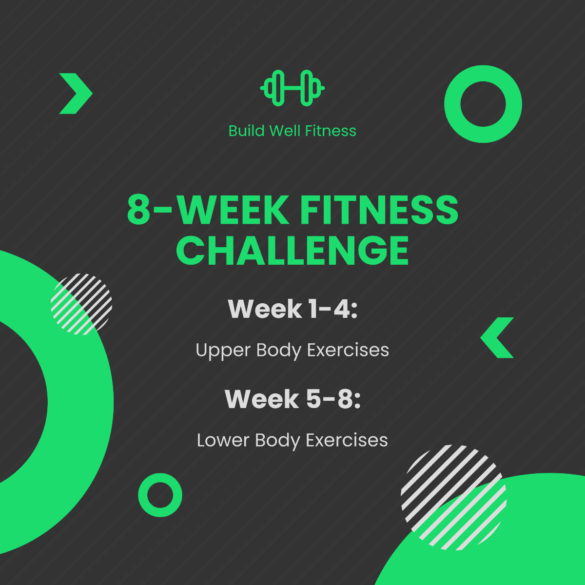 8 Week Fitness Challenge Post, Instagram, Facebook Template