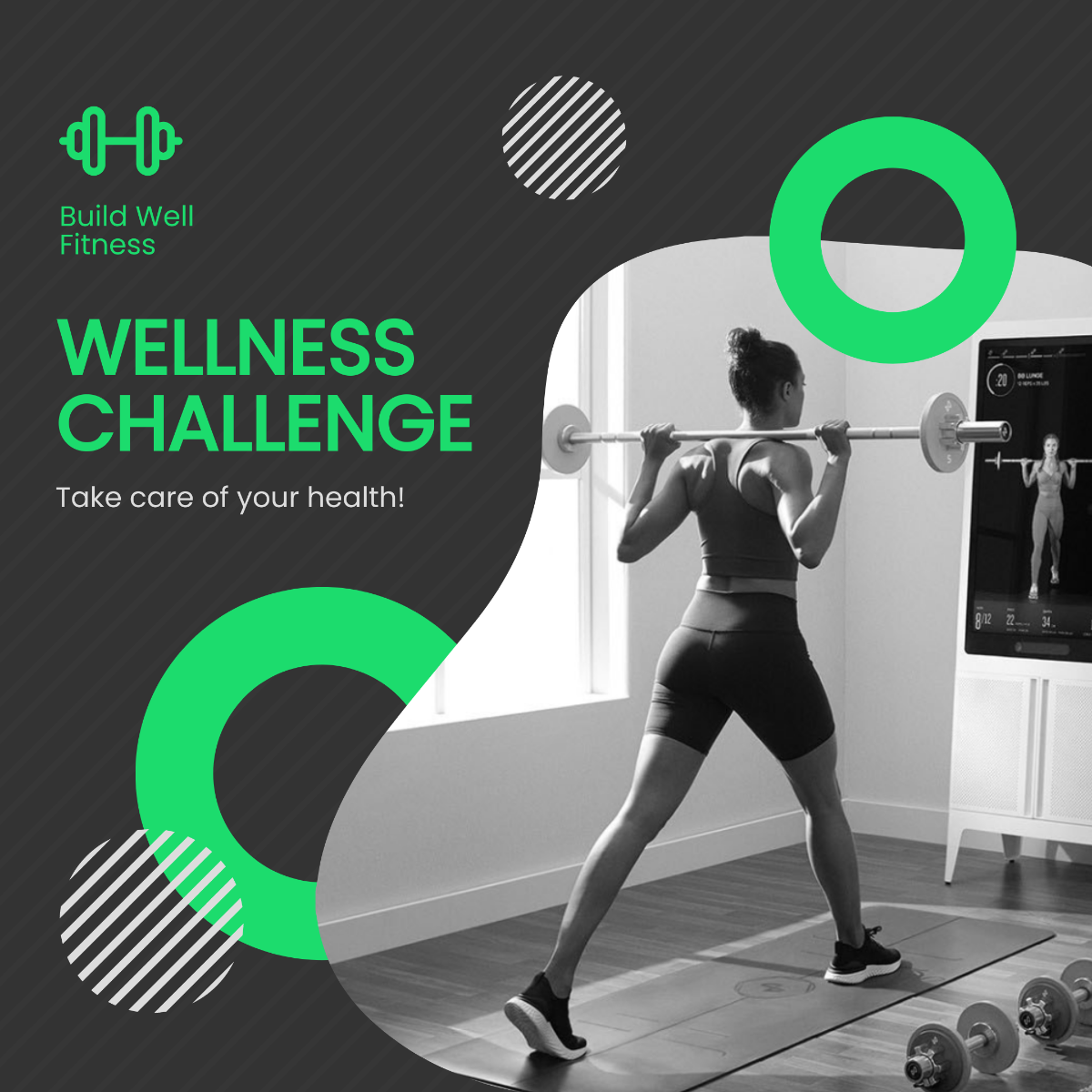Free Wellness Challenge Post, Instagram, Facebook Template