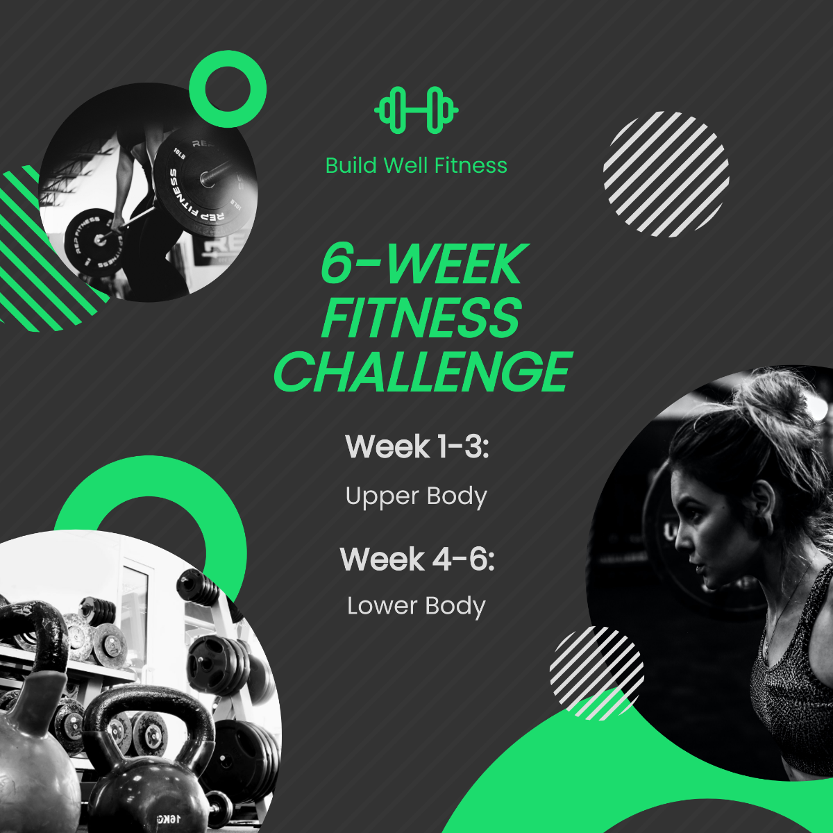 6 Week Fitness Challenge Post, Instagram, Facebook