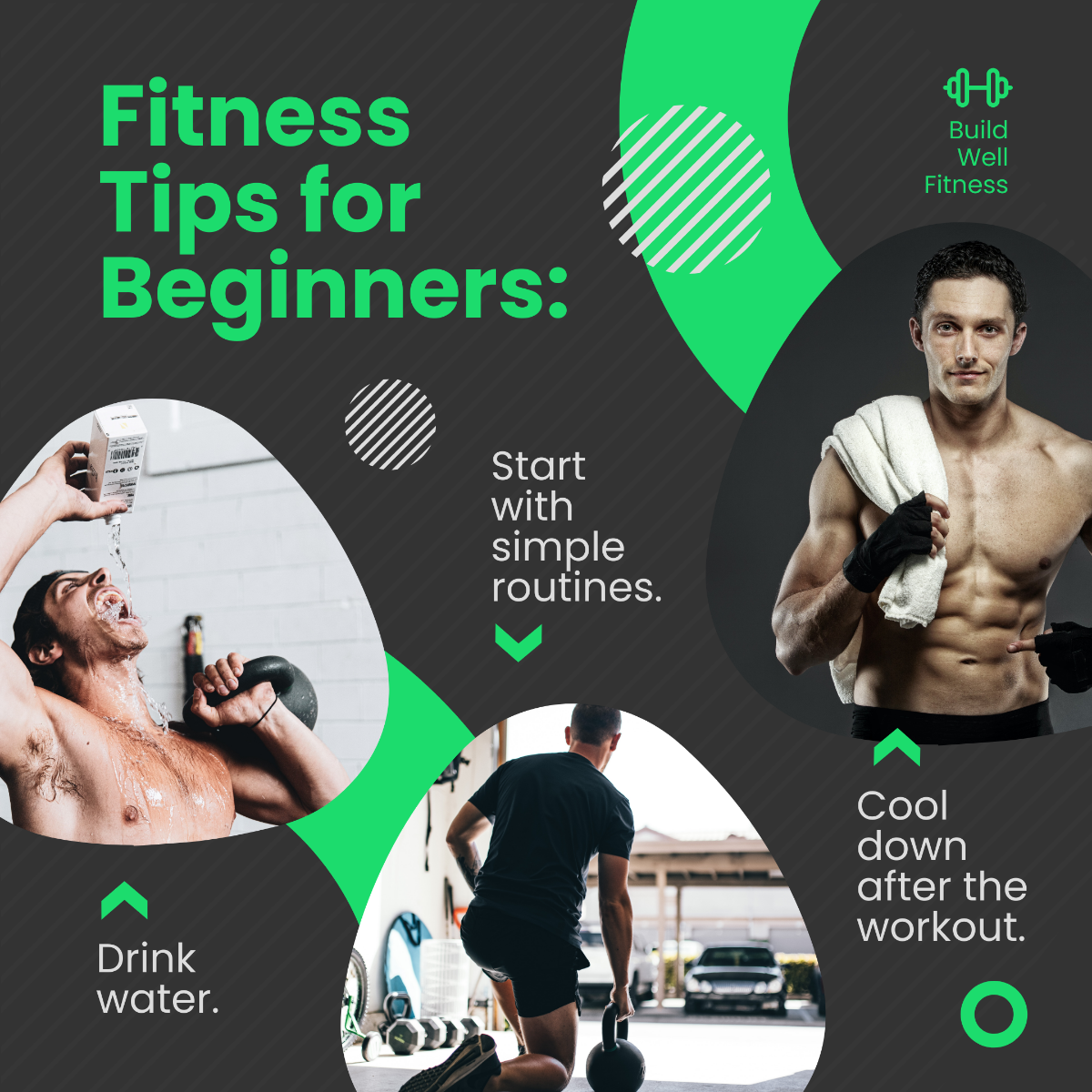 Fitness Tips For Beginners Post, Instagram, Facebook Template