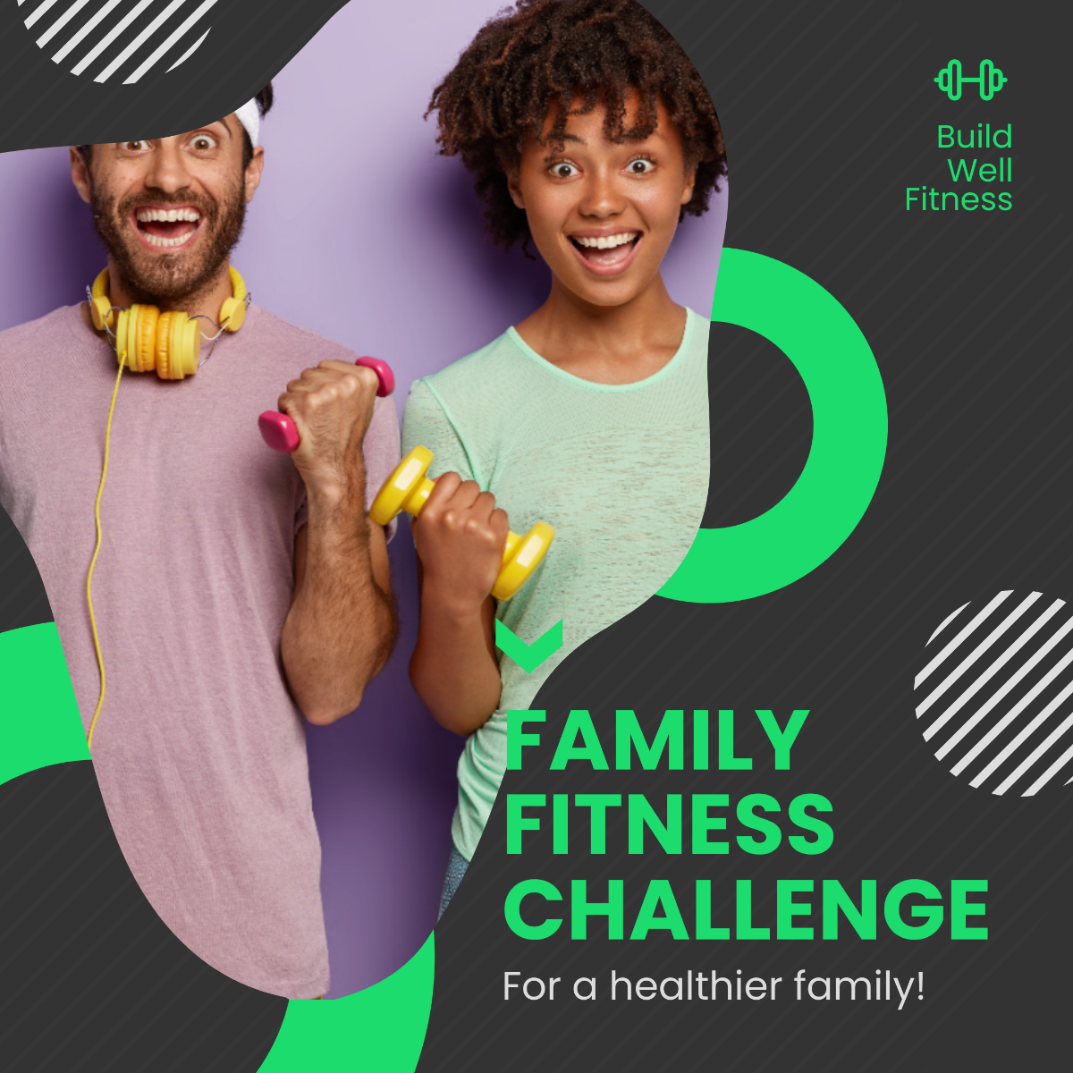 Free Family Fitness Challenge Post, Instagram, Facebook Template