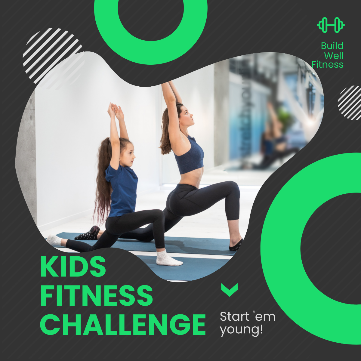 Free Kids Fitness Challenge Post, Instagram, Facebook Template