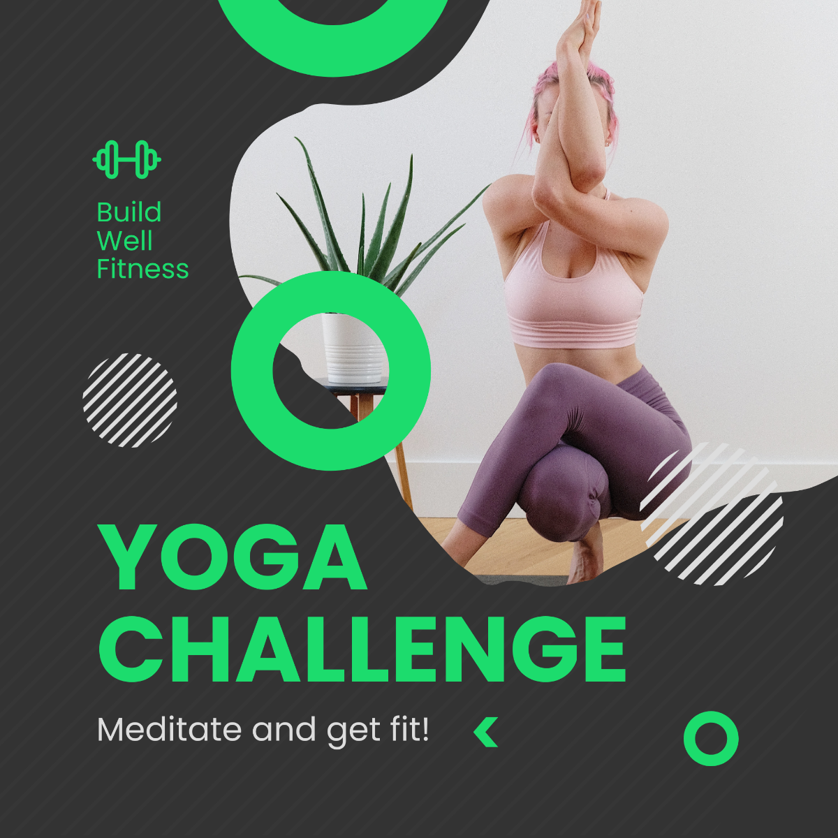 Free Yoga Challenge Post, Instagram, Facebook Template