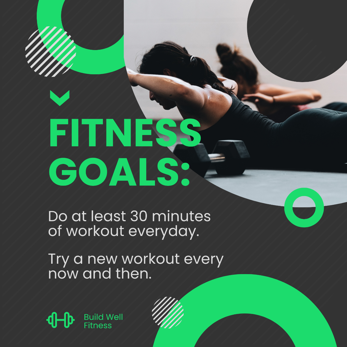 Fitness Goals Post, Instagram, Facebook Template