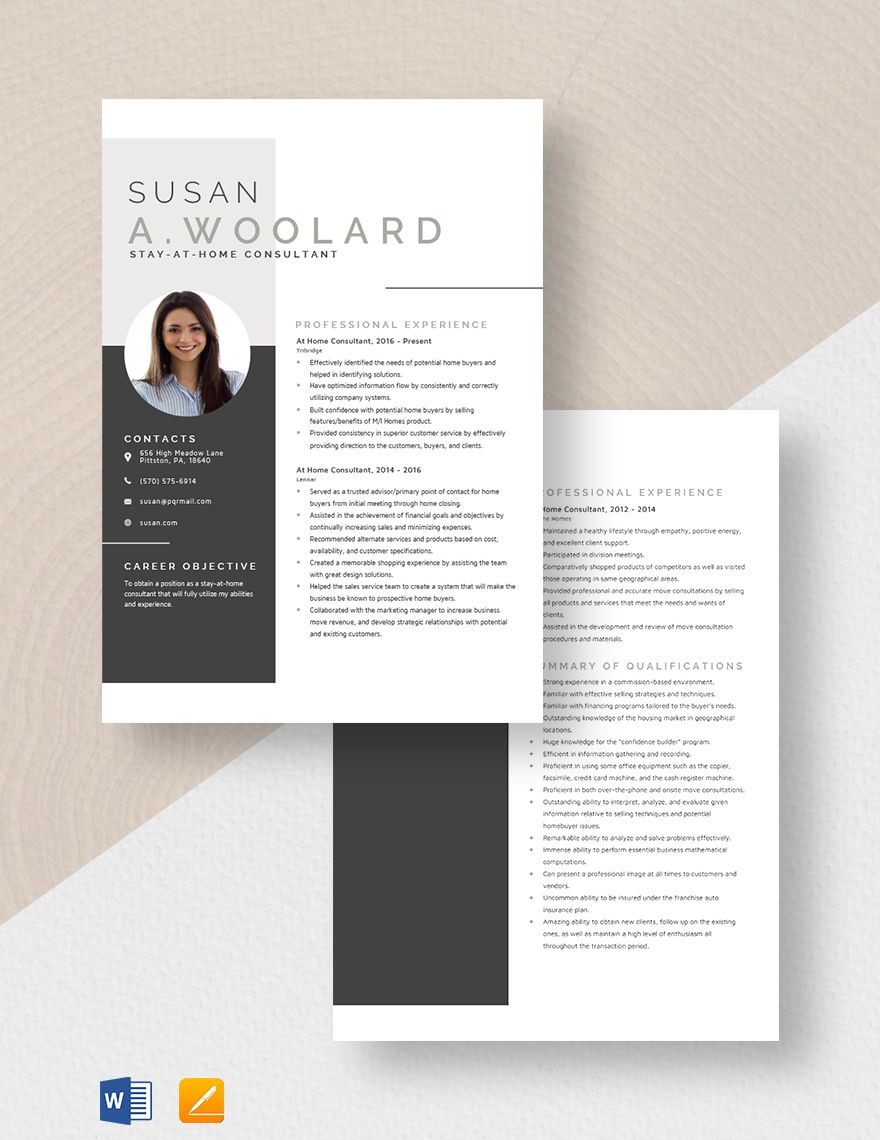 At Home Consultant Resume