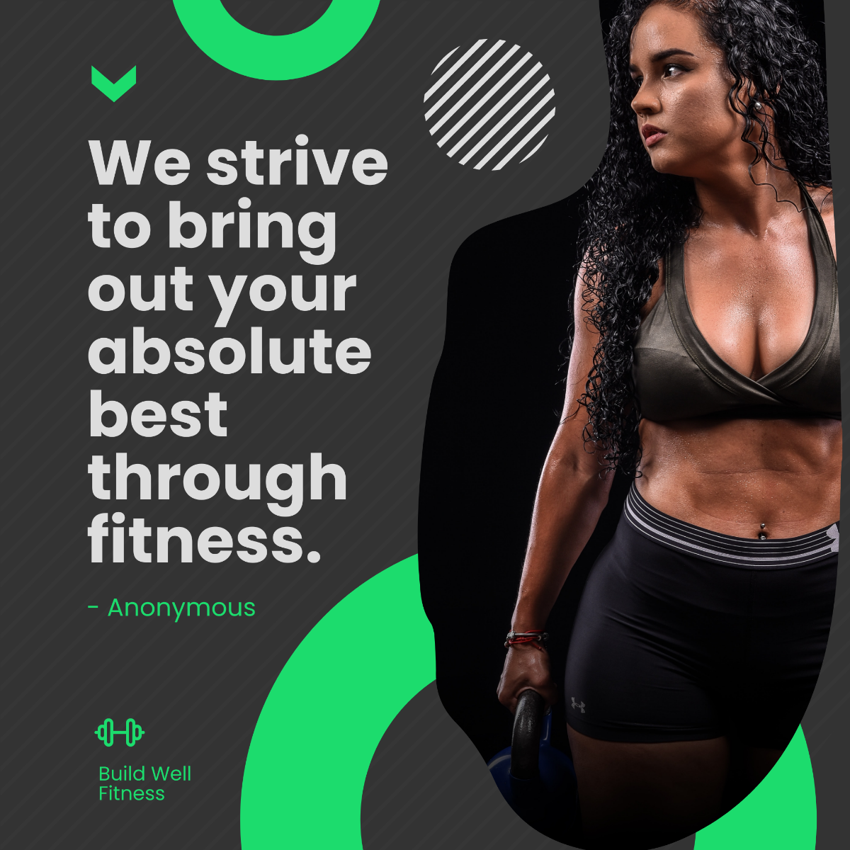 Fitness Studio Quote Post, Instagram, Facebook Template