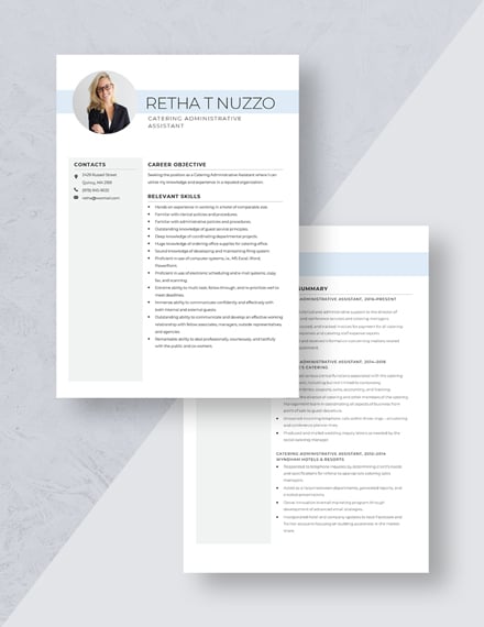 Catering Administrative Assistant Resume Download
