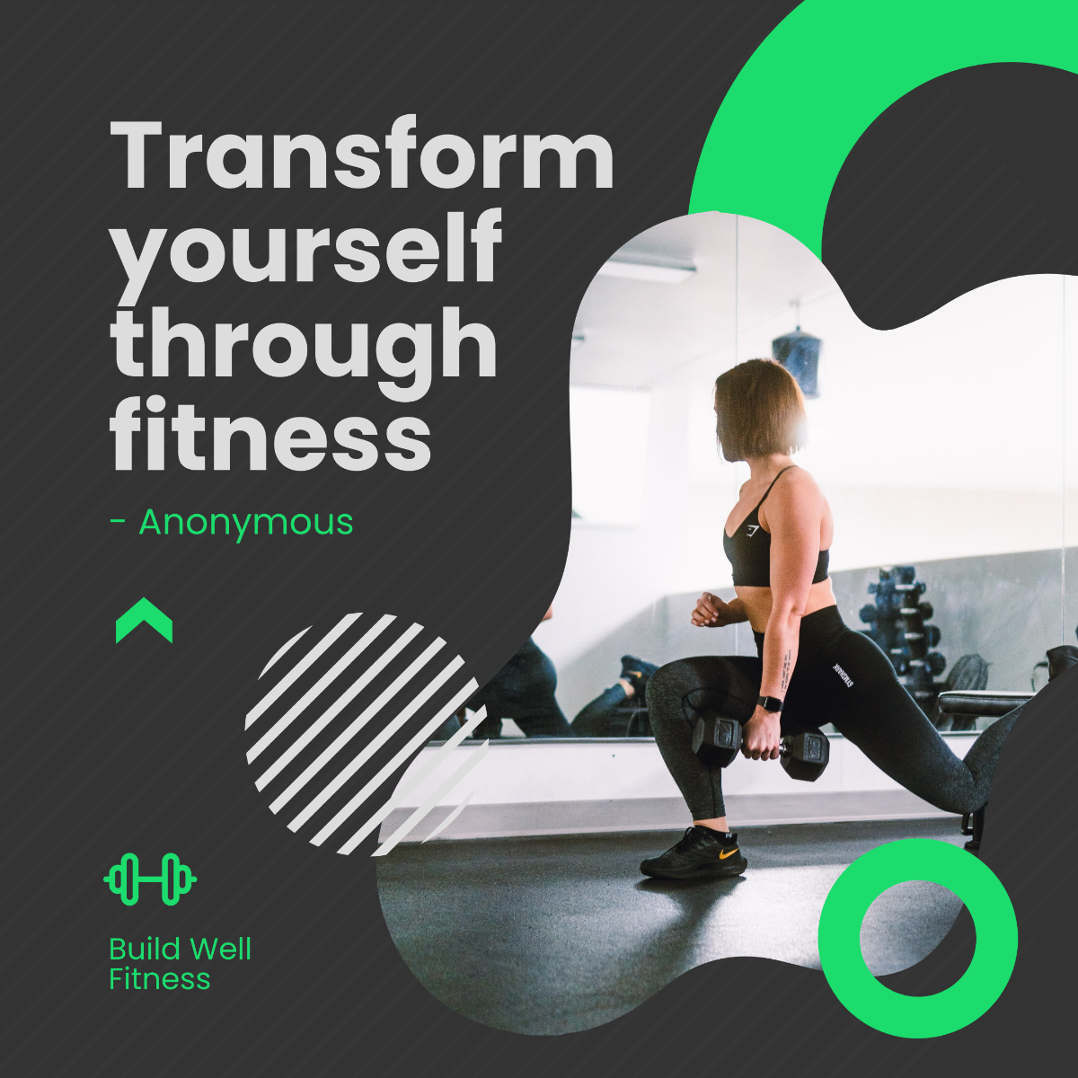 Free Fitness Transformation Quote Post, Instagram, Facebook Template