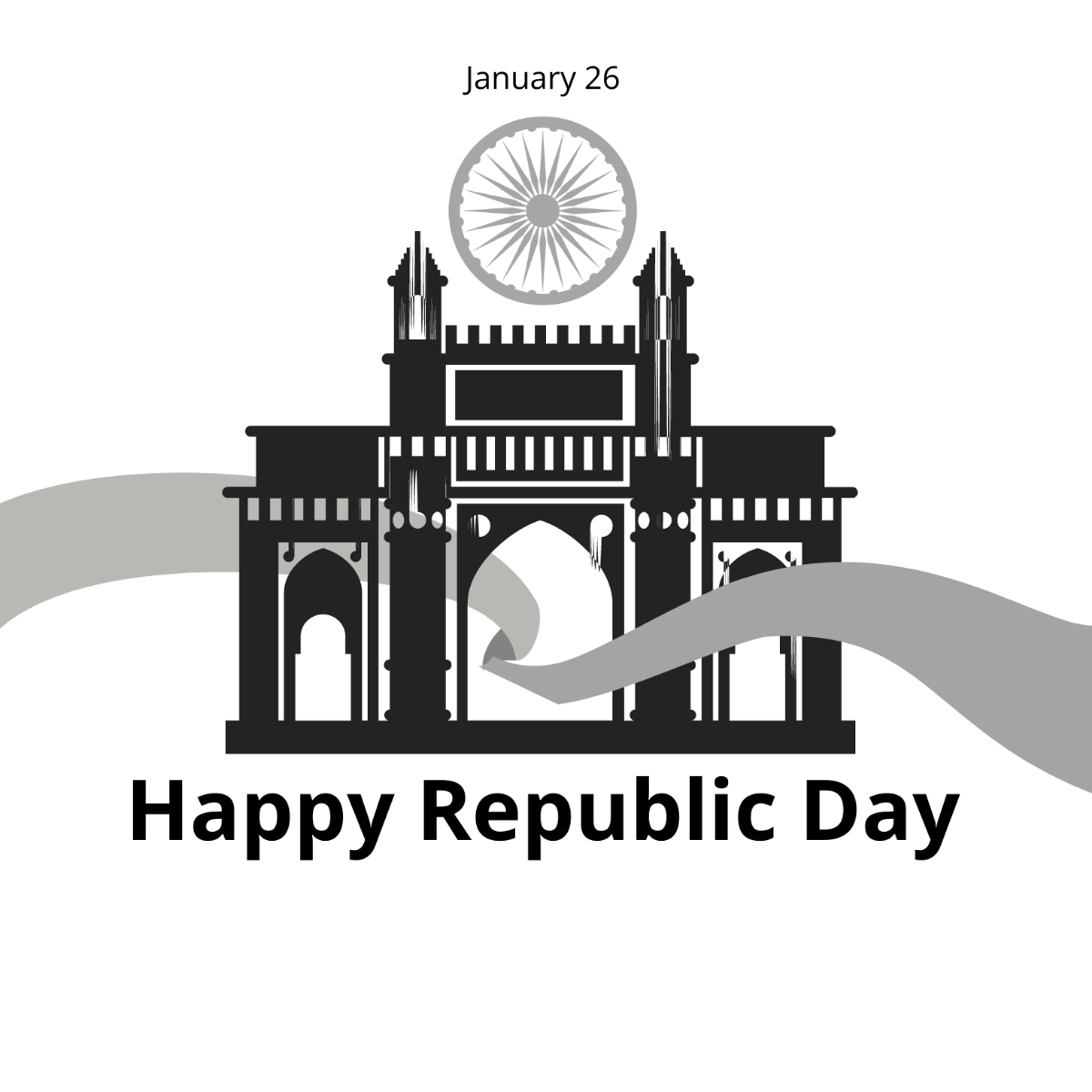 Black and White Republic Day Vector Template