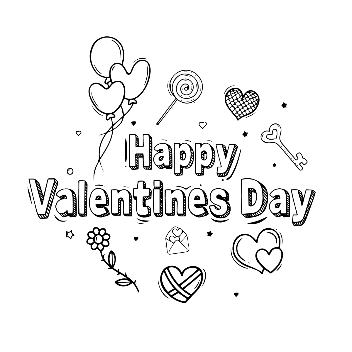Doodle Valentines Day Vector Template