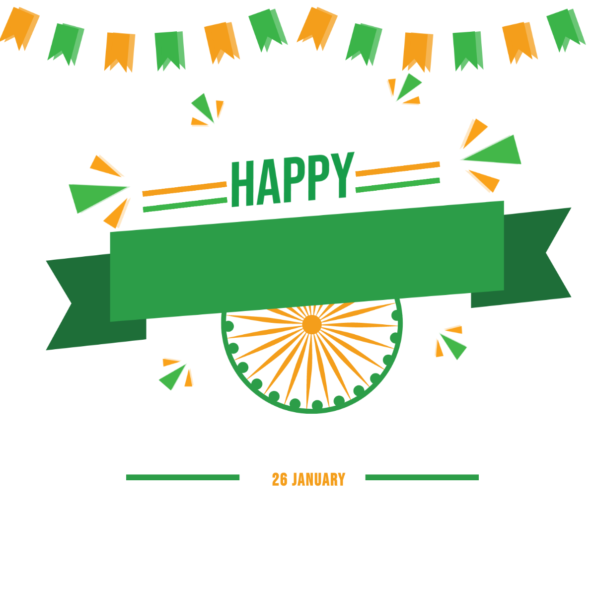 Flat Happy Indian Republic Day Vector Template