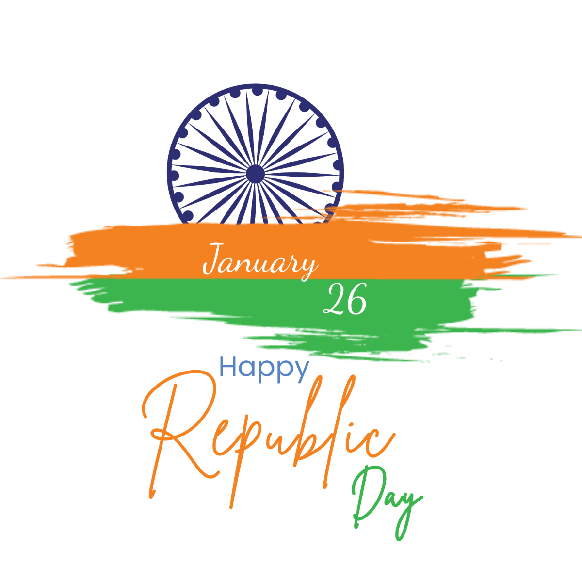 Indian Republic Day Text Vector Template