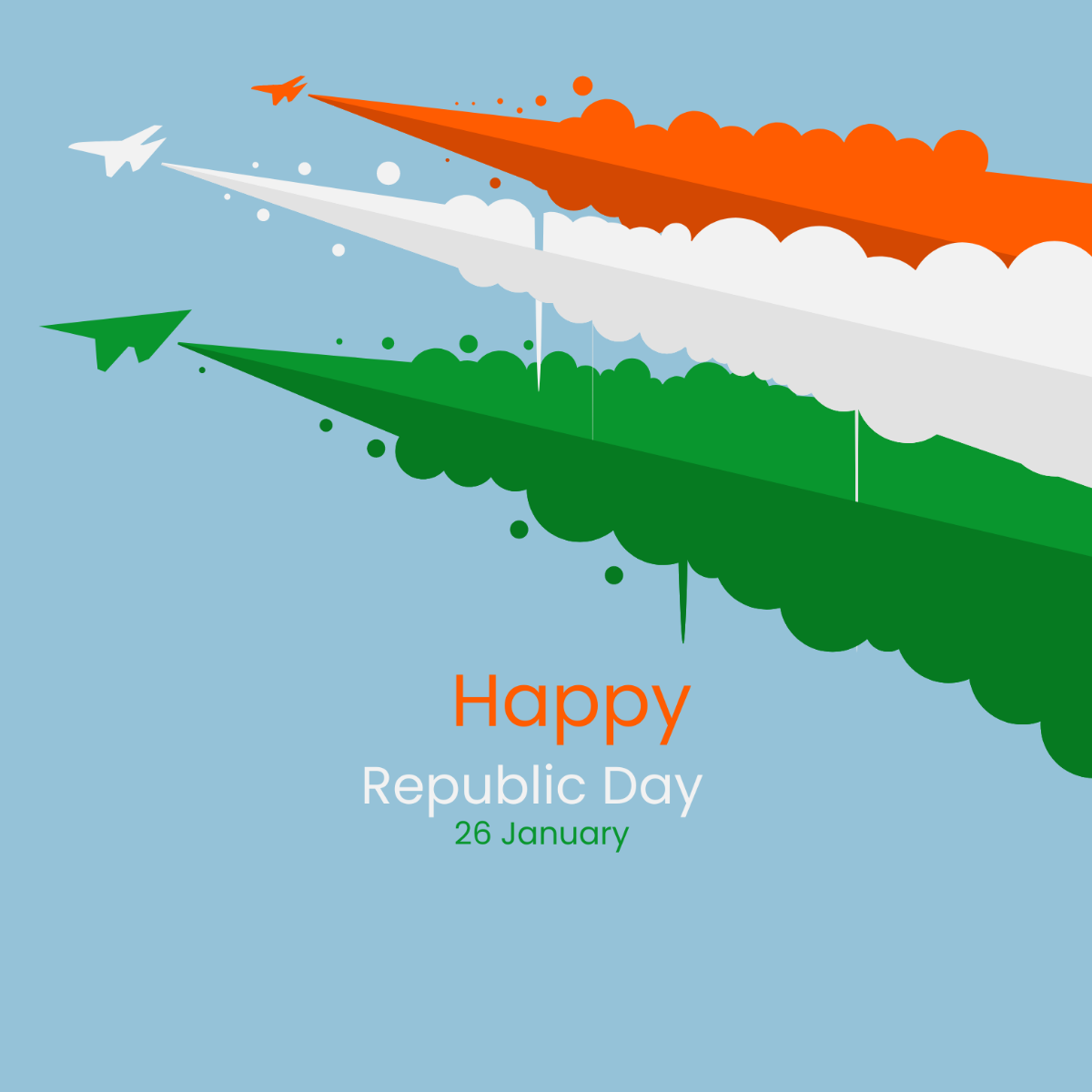 India Republic Day Plane Vector Template
