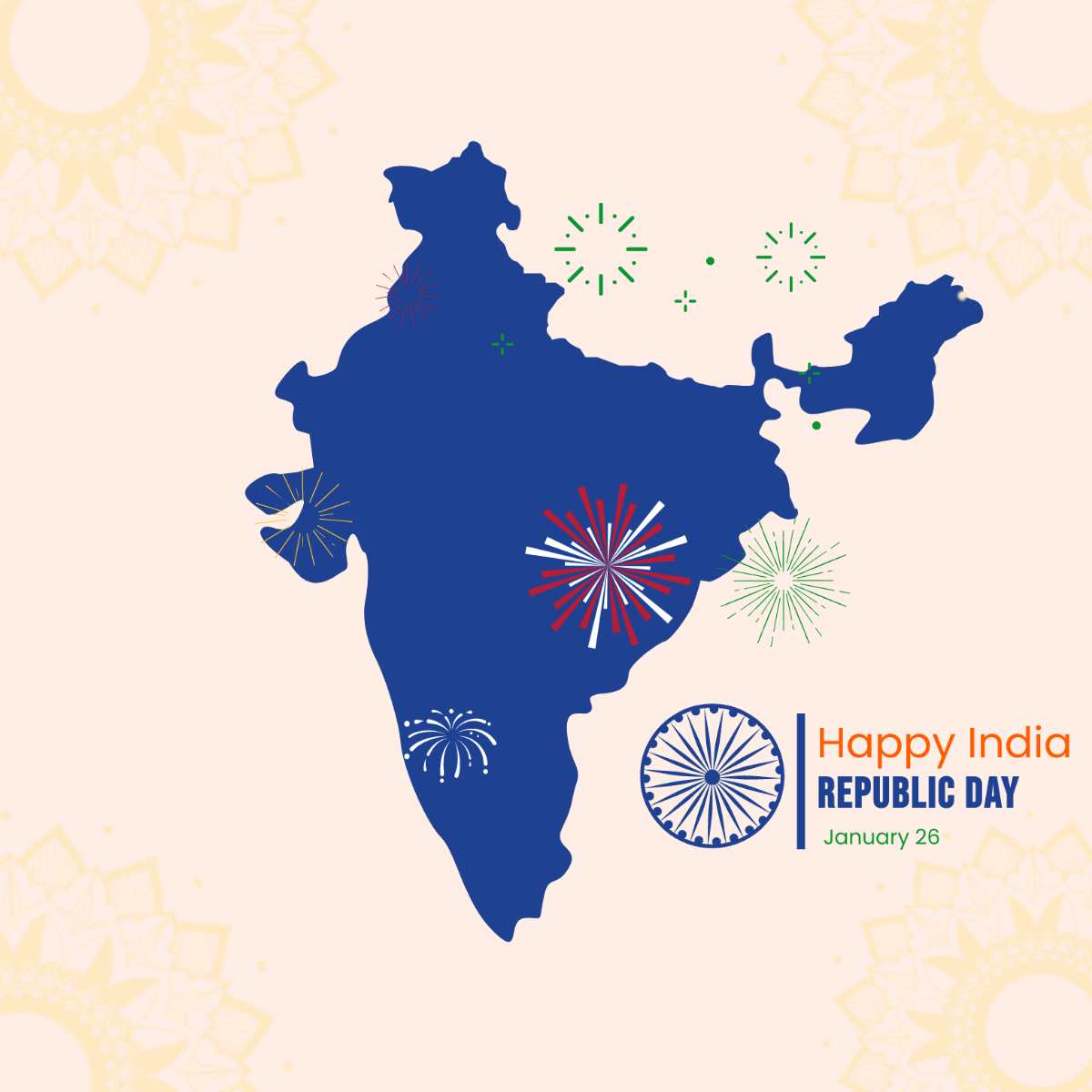 Republic Day With Map Vector Template