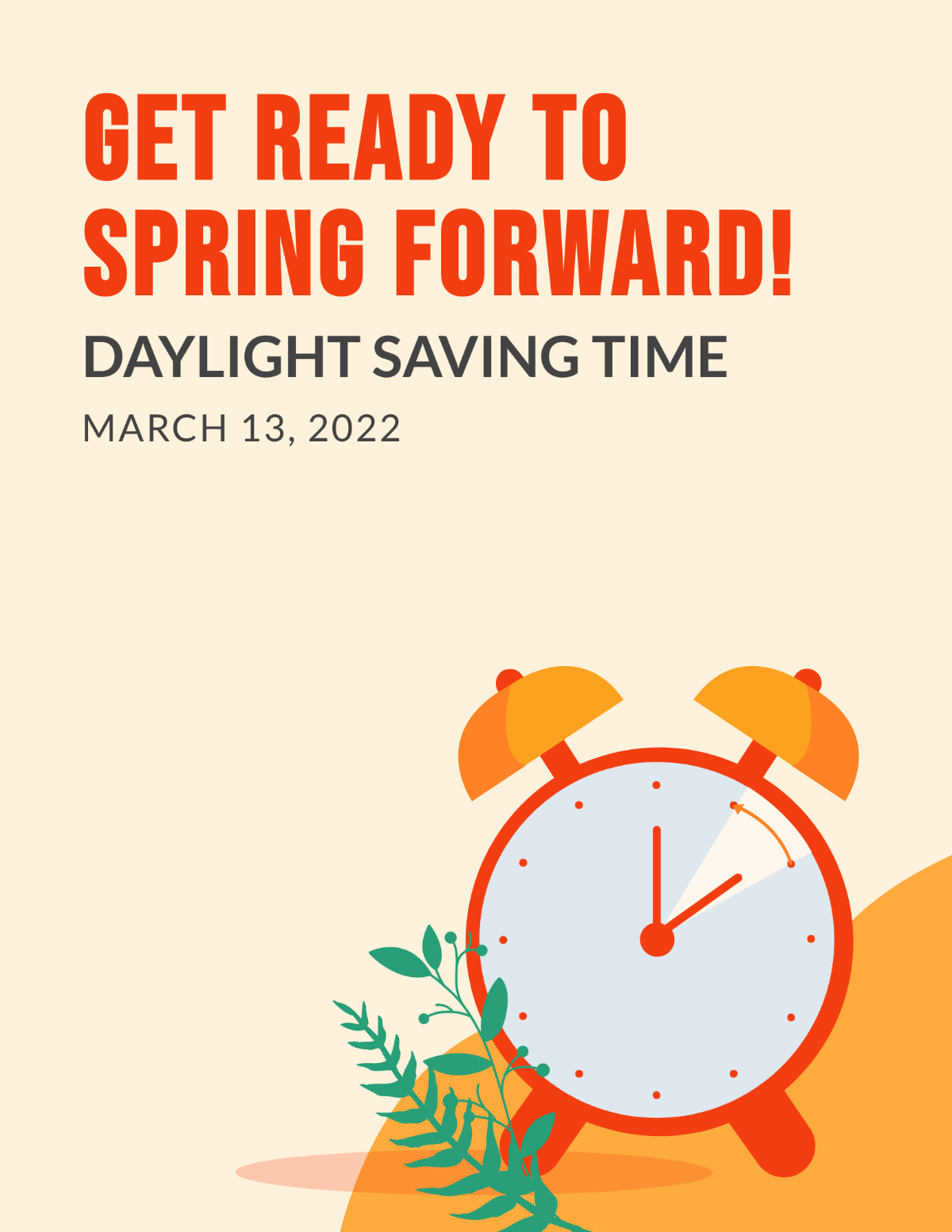 Spring Time forward. Summer clock change. Daylight saving time. Vector  Stock Vector