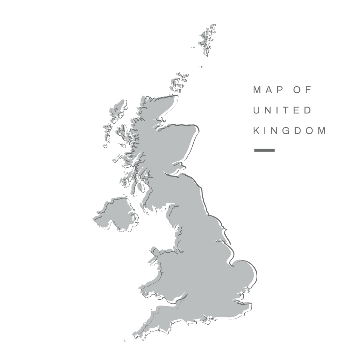 Grey UK Map Vector Template