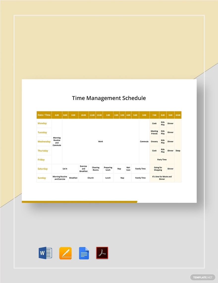 Time Management Schedule Template