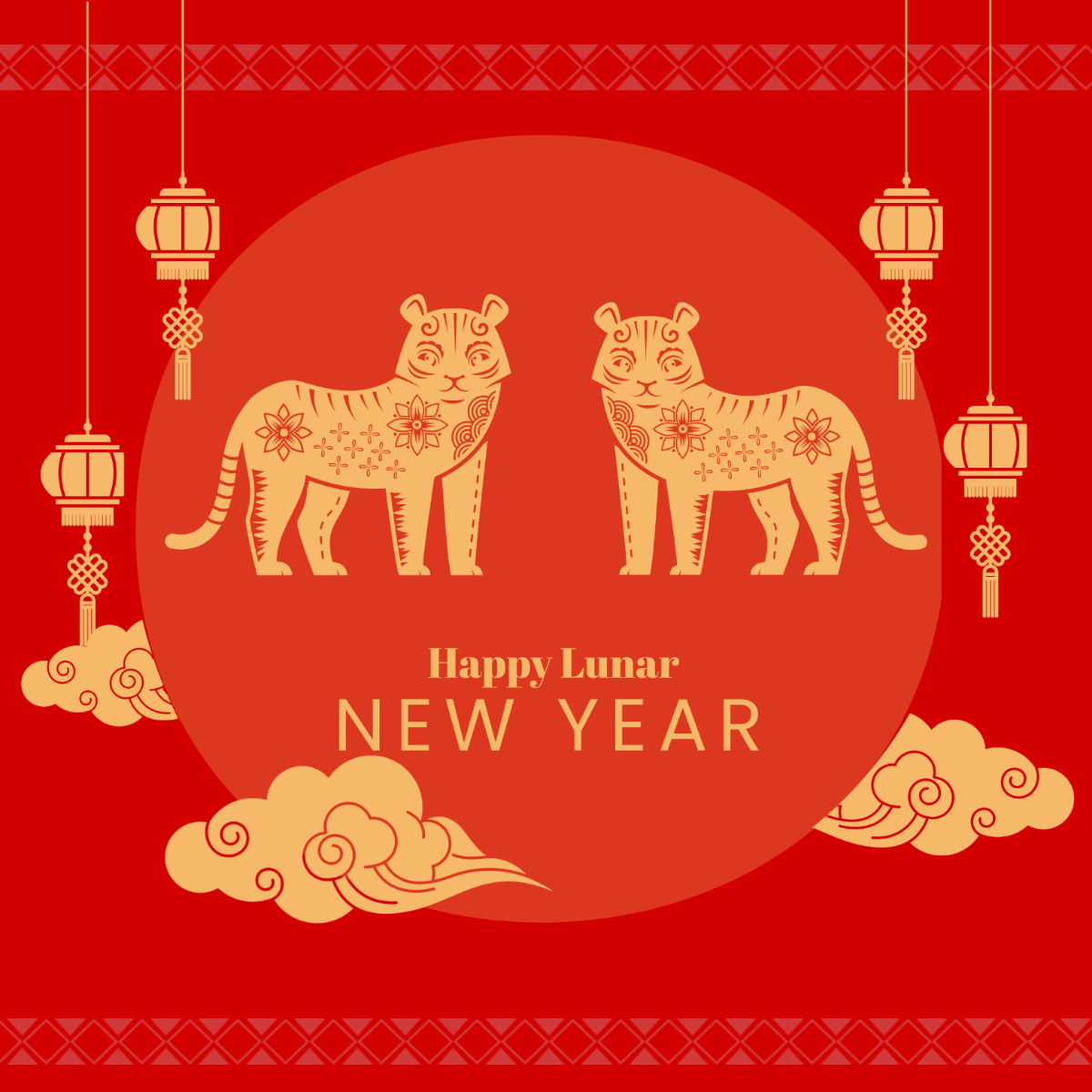 Lunar New Year Poster Vector Template