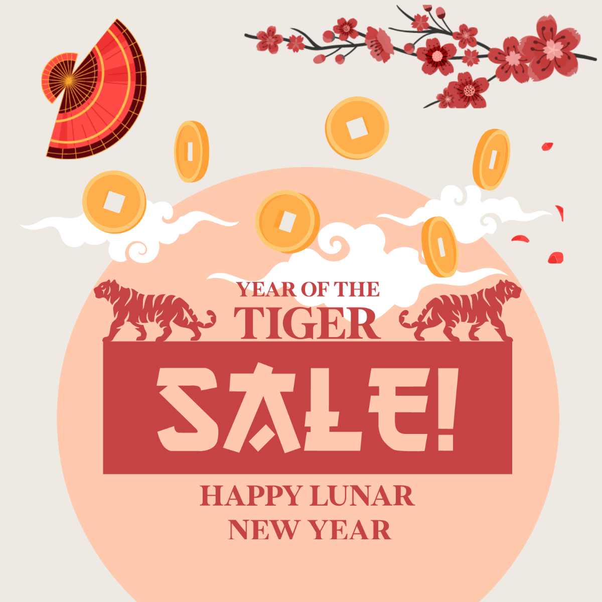 Lunar New Year Sale Vector Template