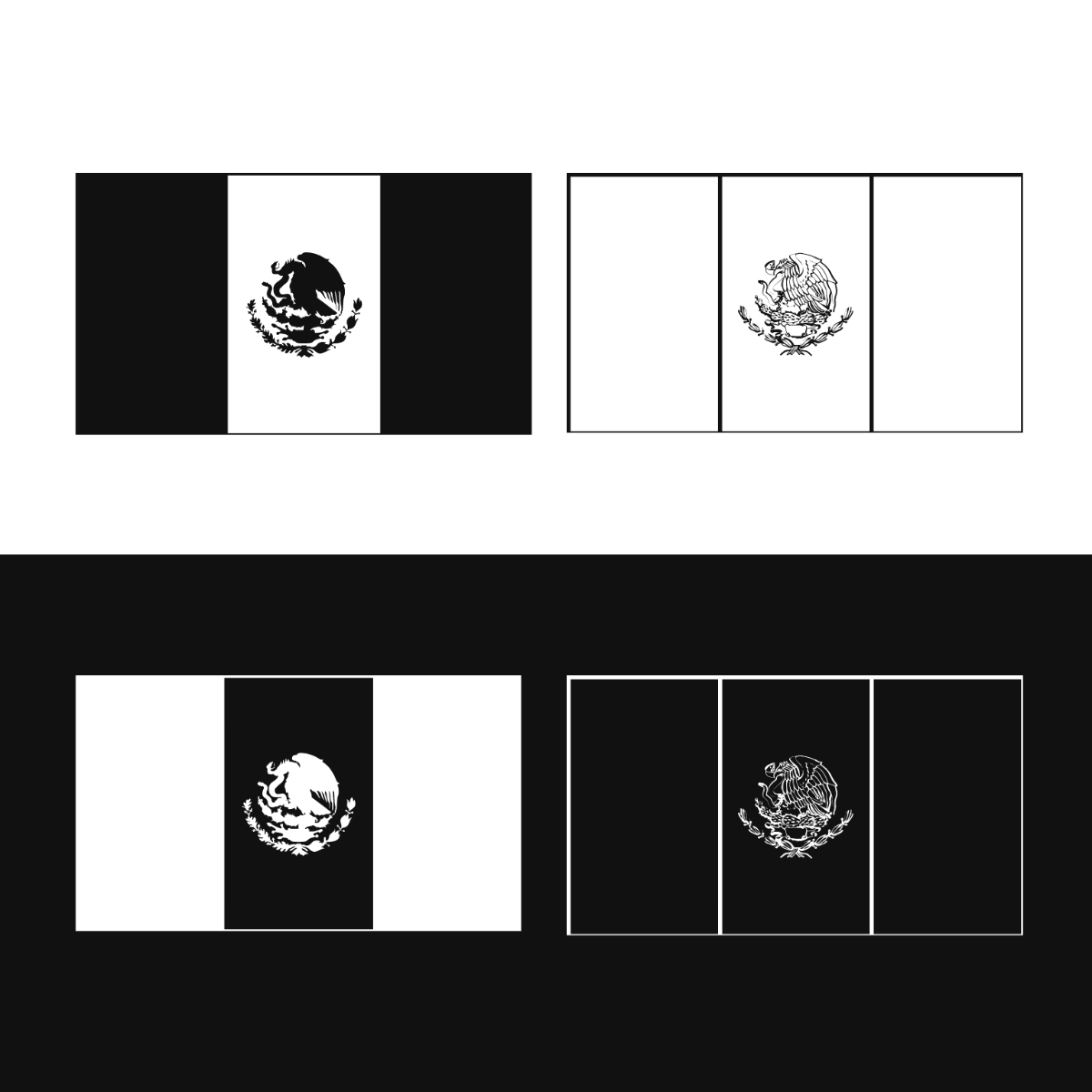 Black And White Mexican Flag Vector Template