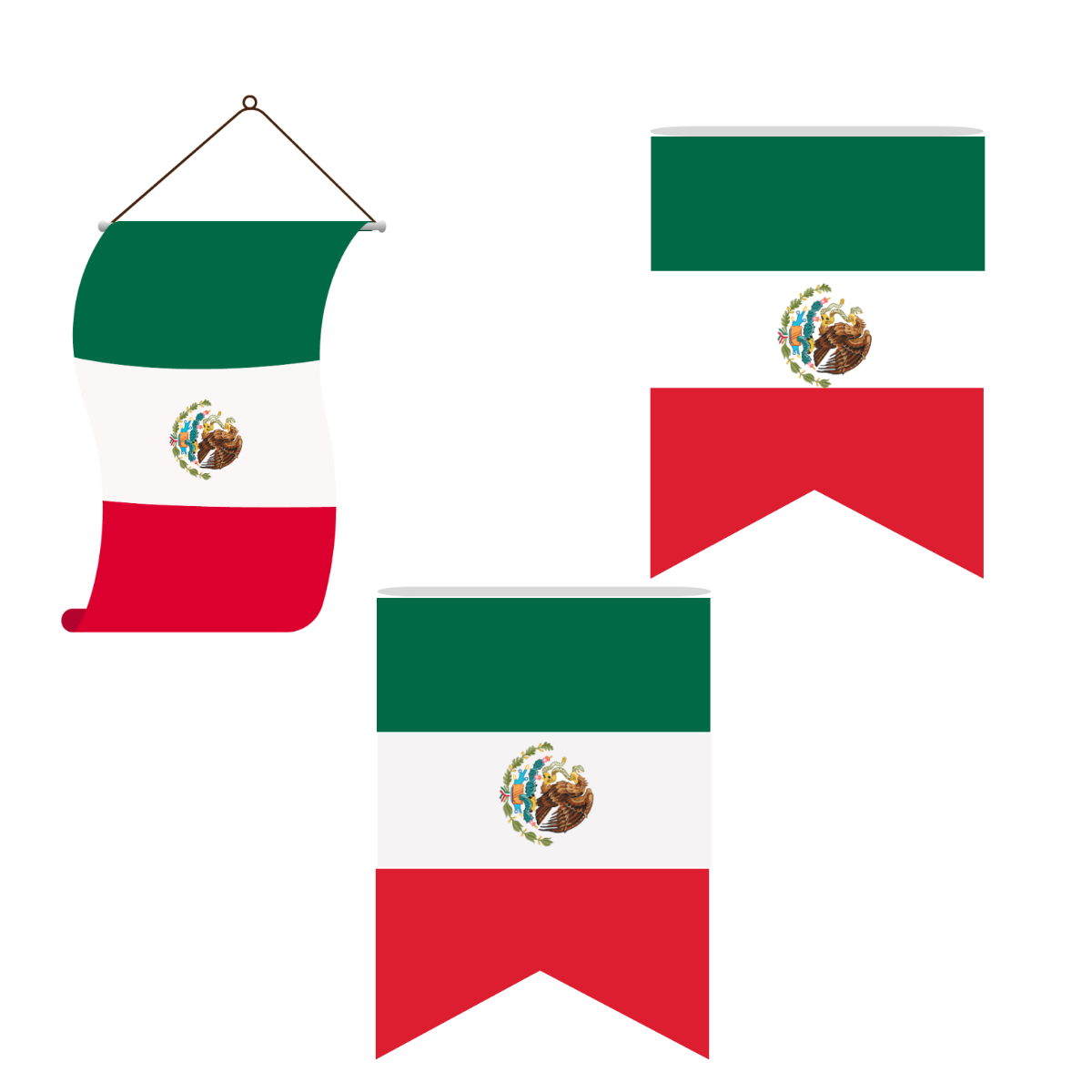 Mexico Hanging Flag Vector Template