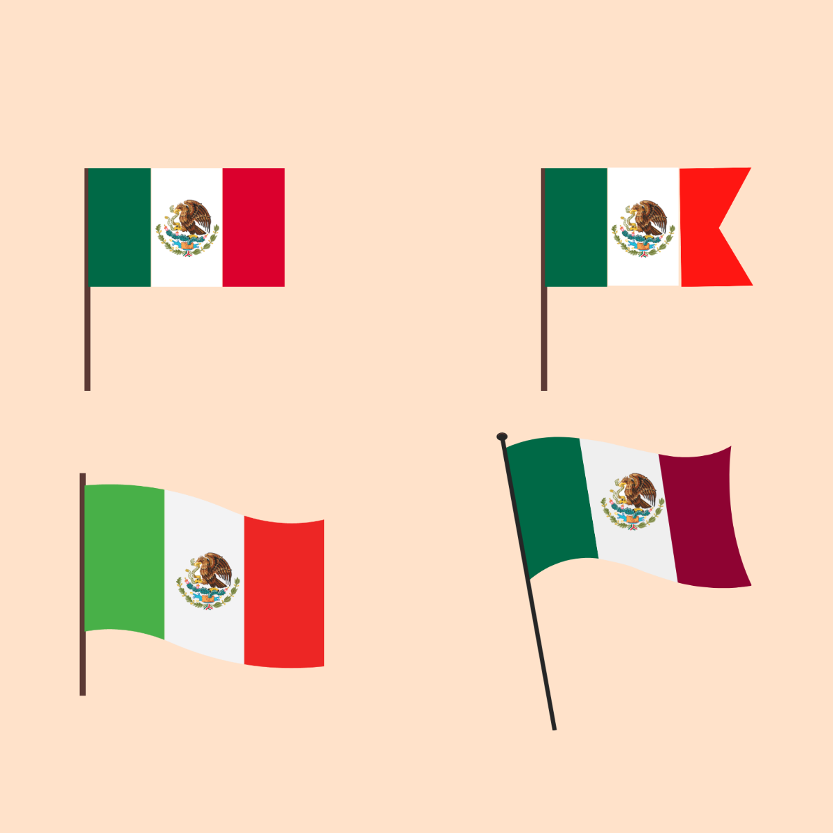 Flat Mexican Flag Vector Template
