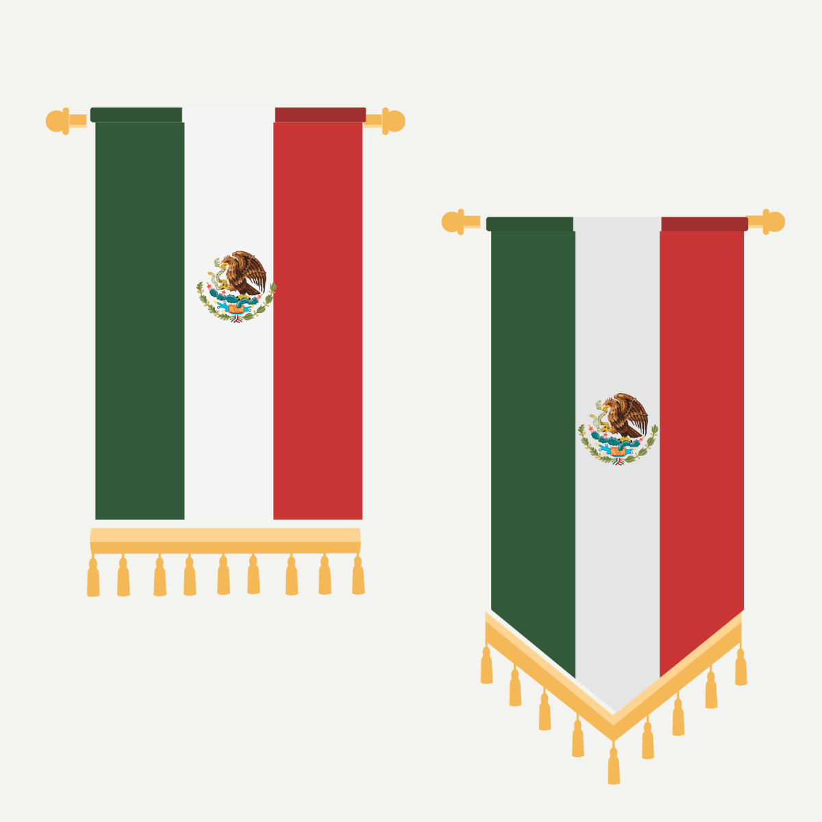 Mexican Flag Hanging Vector Template