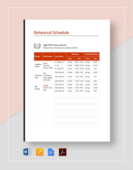 6+ FREE School Schedule Templates - Adobe PDF | Template.net