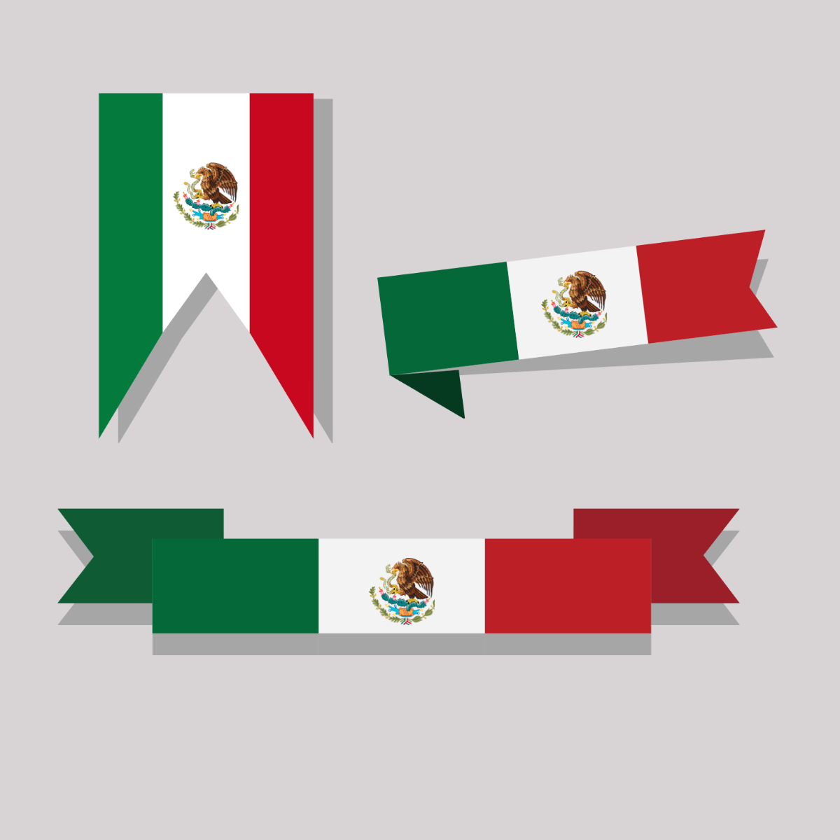 Mexican Flag Banner Vector Template