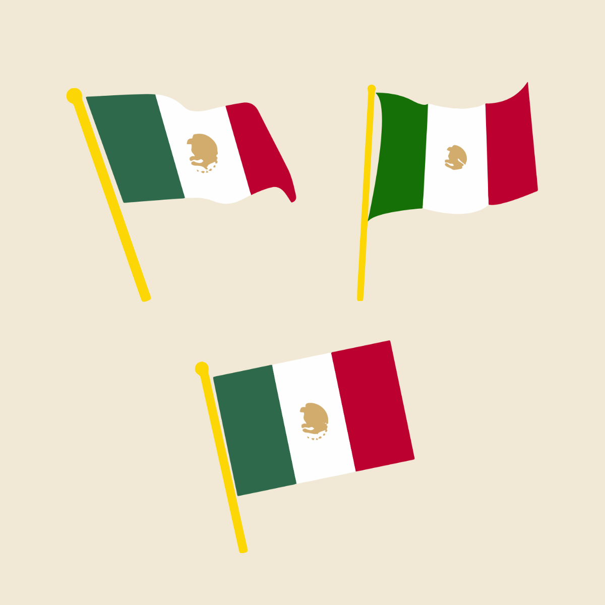 Mexican Flag Cartoon Vector Template